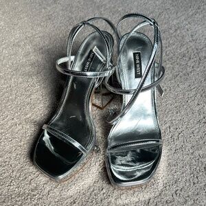 Nine West Silver Strappy Heels- Size 10M